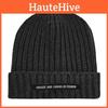 Casual Unique And By Fenrun Letter Print Knitted Hat Thick Striped Cap Warm