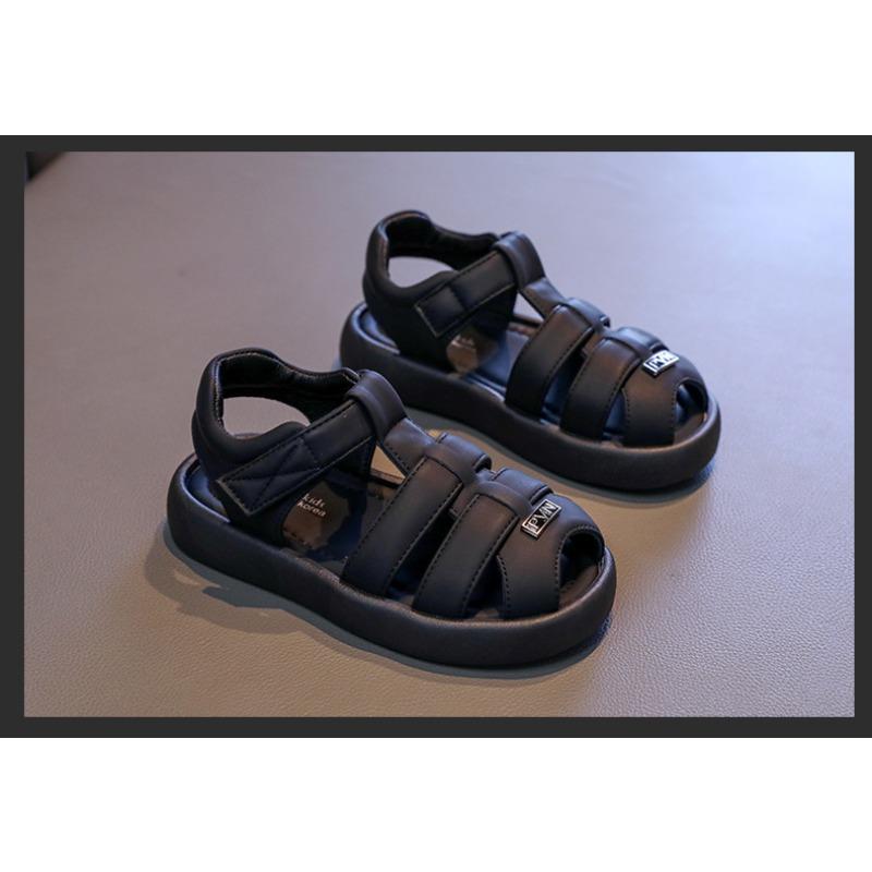 Children's Closed-Toe Sandals Anti-Slip Thick-Sole Beach Shoes for Girls, Hollow-Out Fashionable Casual Kid Sandals