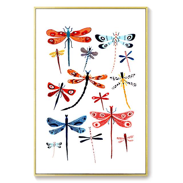 Wall Art Canvas Painting Butterfly Dragonfly Insect Art Prints Nordic Posters Prints Wall Pictures Baby Kids Nursery Room Decor