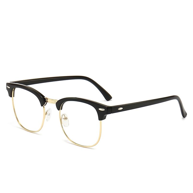 Classic Semi Rimless Anti Blue Light Blocking Glasses Men Square Rice Nail Eyeglasses Frames Computer Glasses