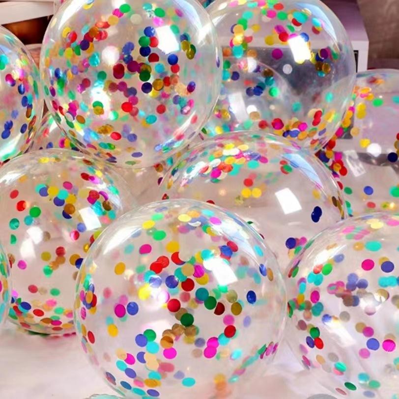 

Transparent Confetti Balloon 12-Inch Colorful Aluminum Foil Sequined Balloon, Children S Day Birthday Decoration 1 mixed-color sequined balloon