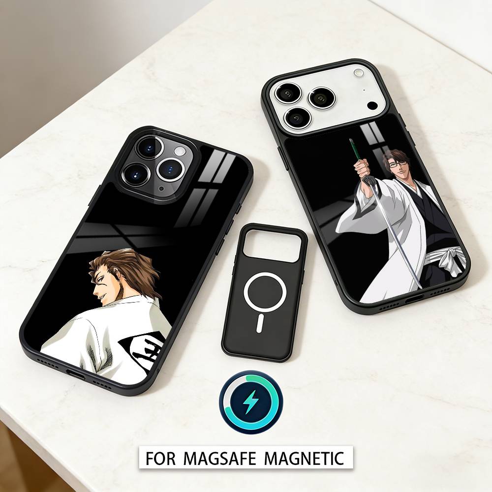 Anime S-Sosuke Aizen Phone Case For iPhone17,16,15,14,13,12,Pro,Max,Magnetic For Magsafe Wireless Charging