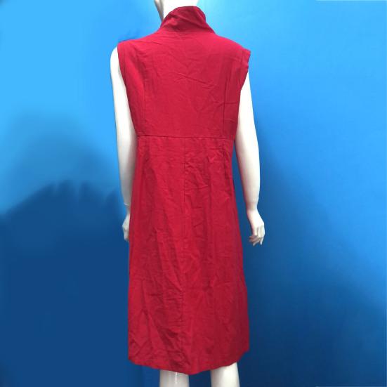 Women V Neck Solid Color Dress High Waist Sleeveless Midi Dress Streetwear