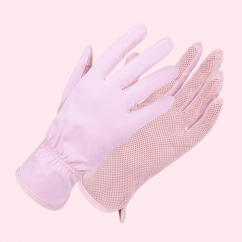 Summer Thin Sunscreen Gloves for Women Driving, Riding, Sweat-absorbing and Breathable Outdoor Spring and Autumn Dew Two-finger Touchscreen Gloves
