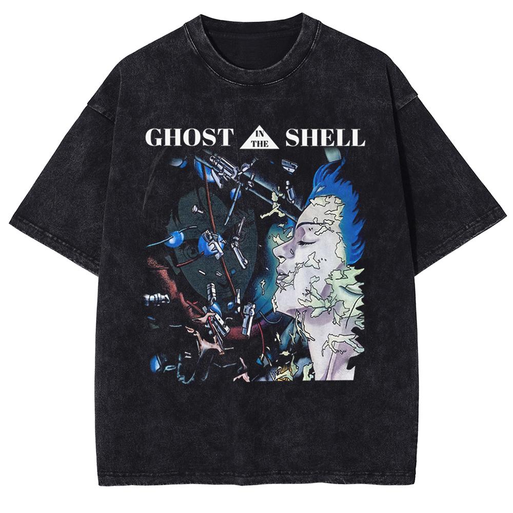 

Anime Ghost In The Shell Kusanagi Motoko Summer Washed T Shirt Unisex Unisexga Vintage Tshirts Harajuku Unisex Cotton Oversized Tshirt 2XL