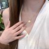 Gold-Plated Four-Leaf Clover Pendant Necklace with Clavicle Chain - Elegant Light Luxury Accessory