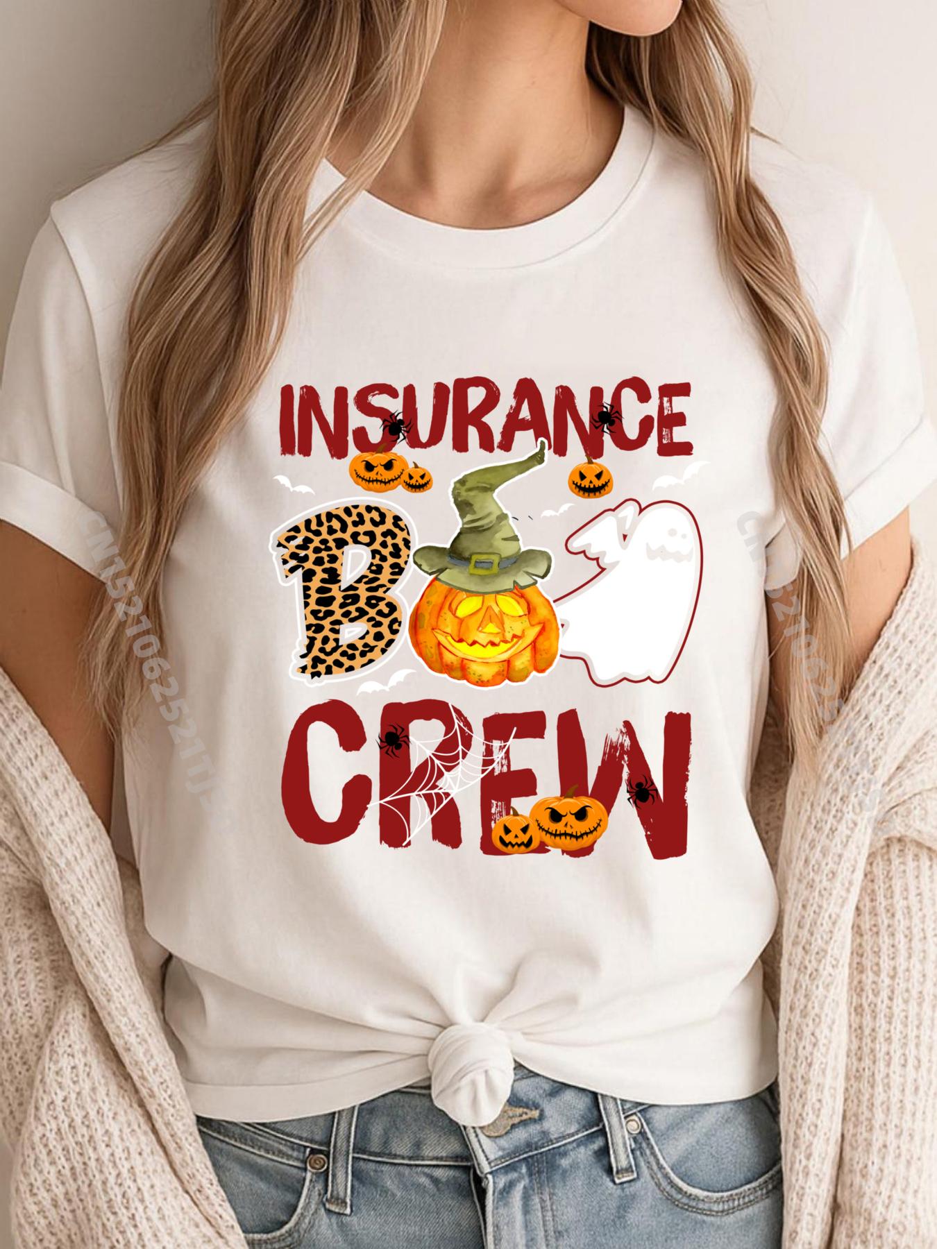 Insurance Boo Crew Halloween Insurance Agent Costume Printed TShirt Unisex Clothes Unisexs Tshirts S