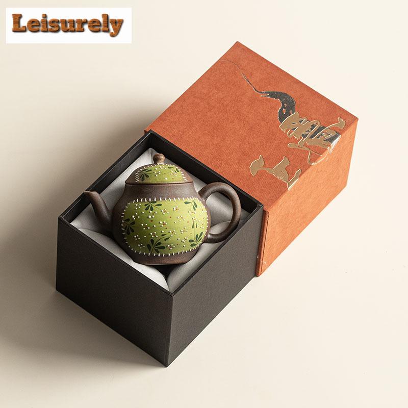 120ml Old Rock Clay Qingqiu Teapot Aesthetic Tea Infuser Pot Tea Making Kettle With Strainer Tea Services Accessories Craft Gift