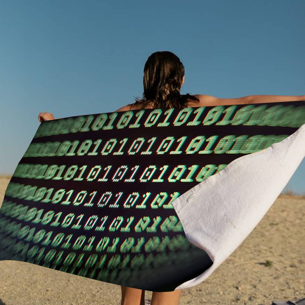 Binary Code The Matrix Program Chart Game Microfiber Blanket Quick Drying Beach Towels Oversized Printing Super Absorbent Pool