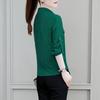 Women's Polo-Neck Blouse Summer New Basic Commuter Single-breasted Solid Color Shirt Fashion Female 3/4 Sleeve Lacing Tops