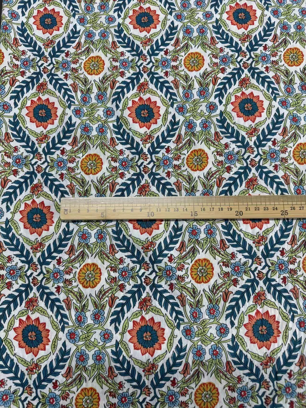 Block Printed Cotton Fabric Light Weight for Summer Loungewear