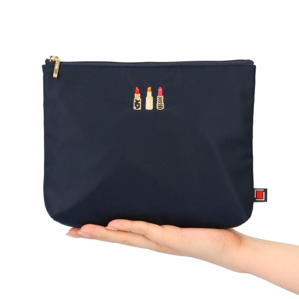 Large Capacity Lipstick Flat Embroidered Size Pouch, Rouge, L, 4OP-ER975, artisan&artist