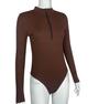 2023 Sexy Ribbed Long-Sleeve Zipper Bodysuit