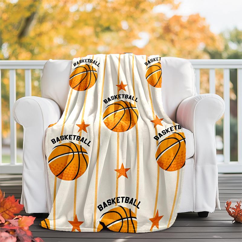 Basketball Theme Printed Blanket - Perfect for Couch, Bed, Travel & Outdoor Use | Machine Washable, Cozy & Durable.