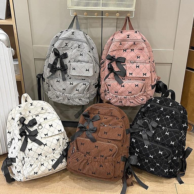 Schoolbag Japanese ins college style sweet bow backpack female junior high school student schoolbag Korean version large capacity backpack