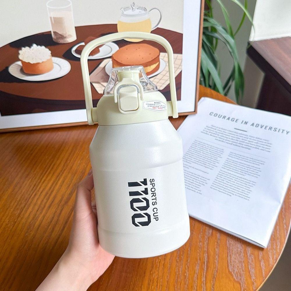 Insulated Hand-held Thermos Cup Leak Proof Straw Thermal Water Bottle  Coffee Tea
