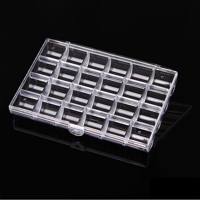 24-Grid Semi-Transparent Plastic Nail Art Rhinestone Storage Box