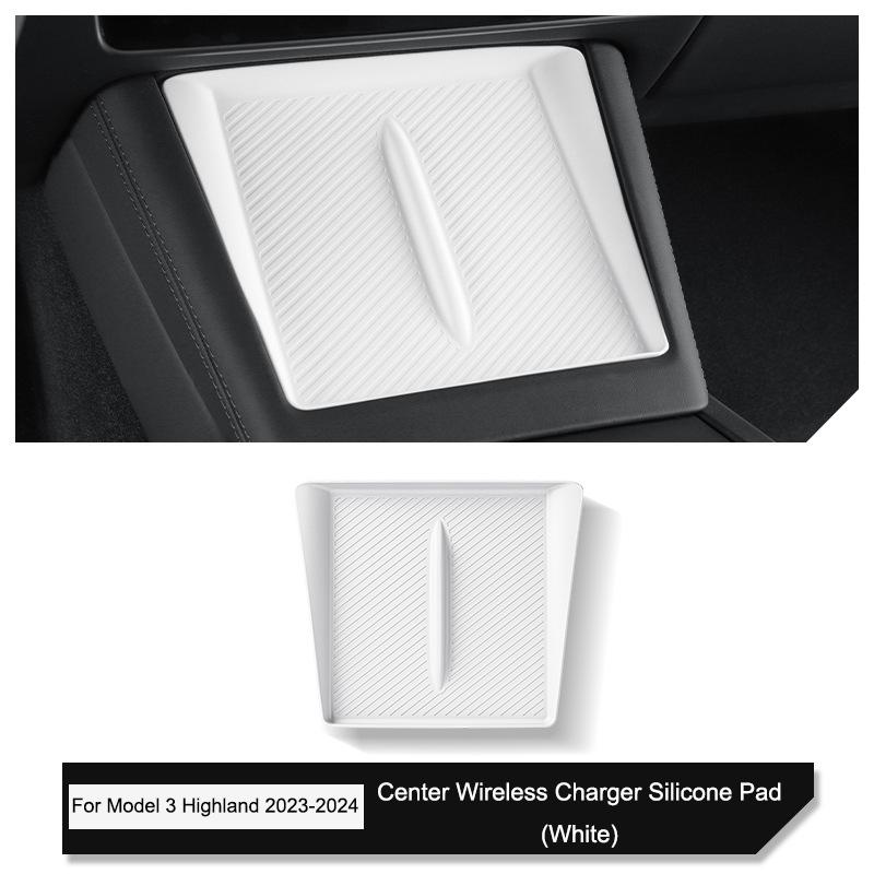 For Tesla Model 3/Y/X/S 2021-2024 Central Control Wireless Charging Silicone Pad Non-slip Pad Dust-Proof Charger Protect Cover