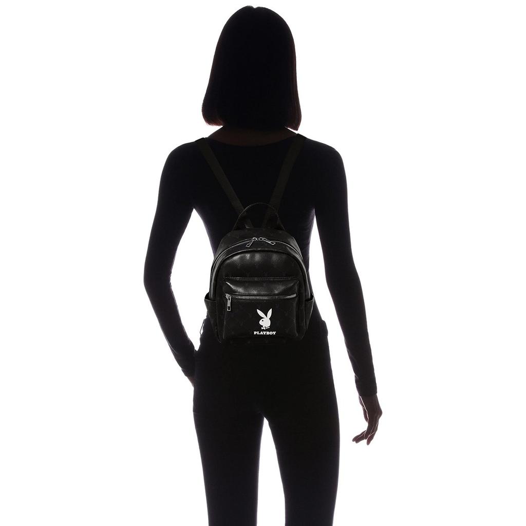 PLAYBOY Monogram Mini Backpack - Trendy Y2K Style, Lightweight, Multiple Pockets