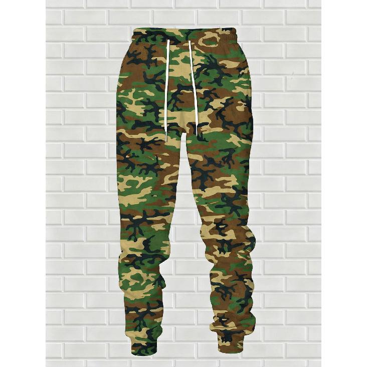 Fashion Casual Autumn Winter Men'S Set? Camouflage 3D Print Long Sleeve Hooded Sweatshirt And Pants? Two Piece Set? Military & Outdoor Style?