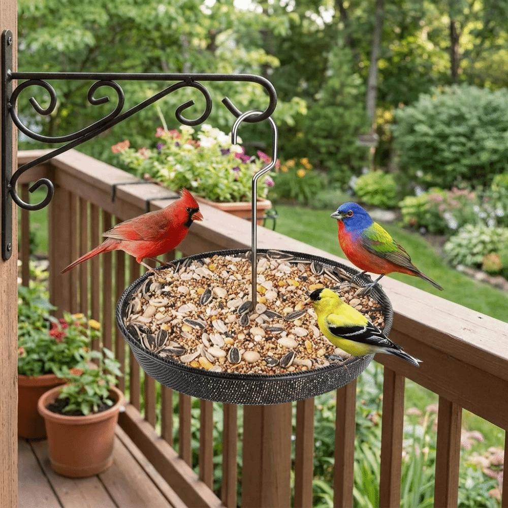 Large Capacity Hanging Bird Feeder Rustproof Bird Food Tray Creative Wild Bird Feeder  Courtyard