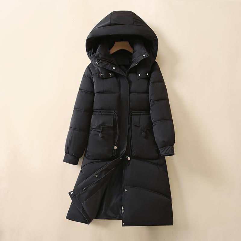 Jesień Zima Pogrubiona Ciepła Parka Kobiety Casual Słodki Jednolity Kolor Duża Kieszeń Luźny Płaszcz z Kapturem Kurtki Odzież Wierzchnia