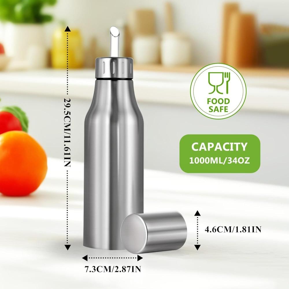 Stainless Steel Oil Dispenser Bottle - Leak-proof Olive Oil Decanter for Kitchen Use, Olive Oil and Cooking Liquids Kitchen