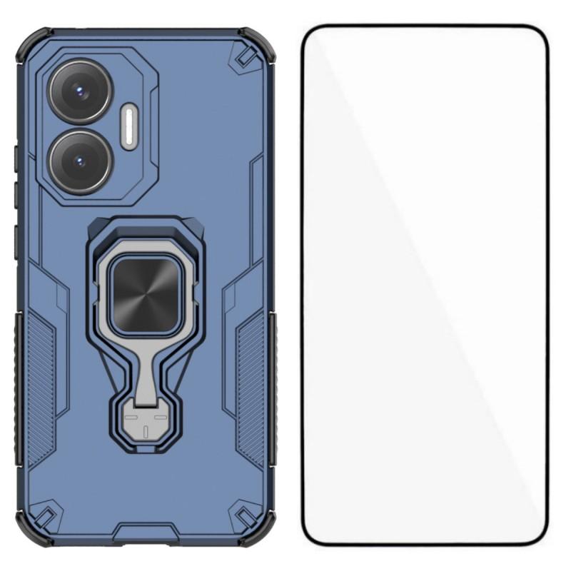 For Xiaomi Poco F7 5G/Redmi Turbo 4 Pro 5G Phone Case WANLONFENG PC TPU Back Cover Kickstand with Tempered Glass
