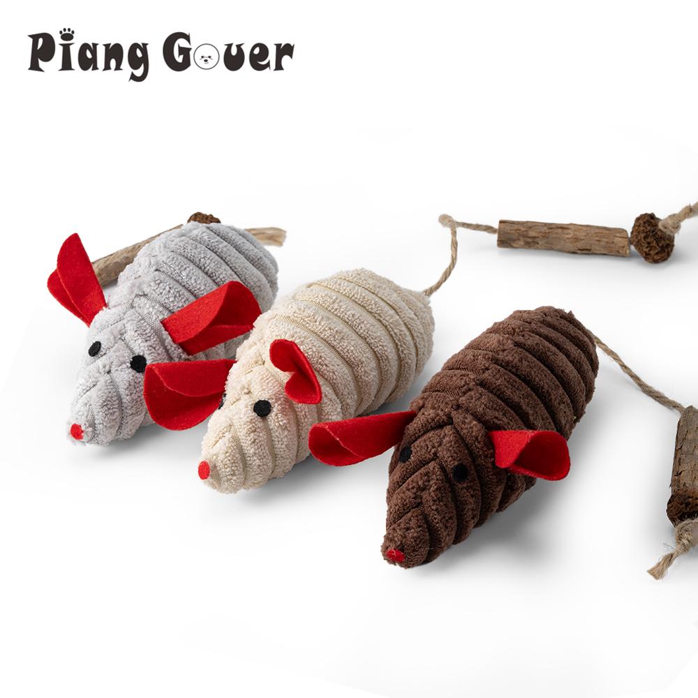 

3pcs Artificial Mouse Cat Toy Teasing Stick Teasing Interactive Plush Mouse Pet Toy