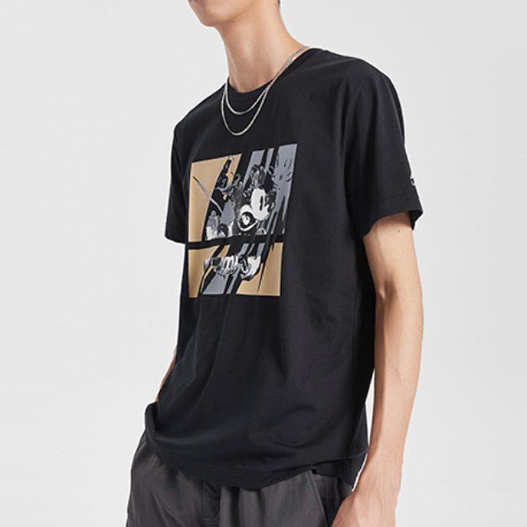 Li Ning T Shirts Men's Black Crew Neck Moderate Straight Fit AHSQ527-1