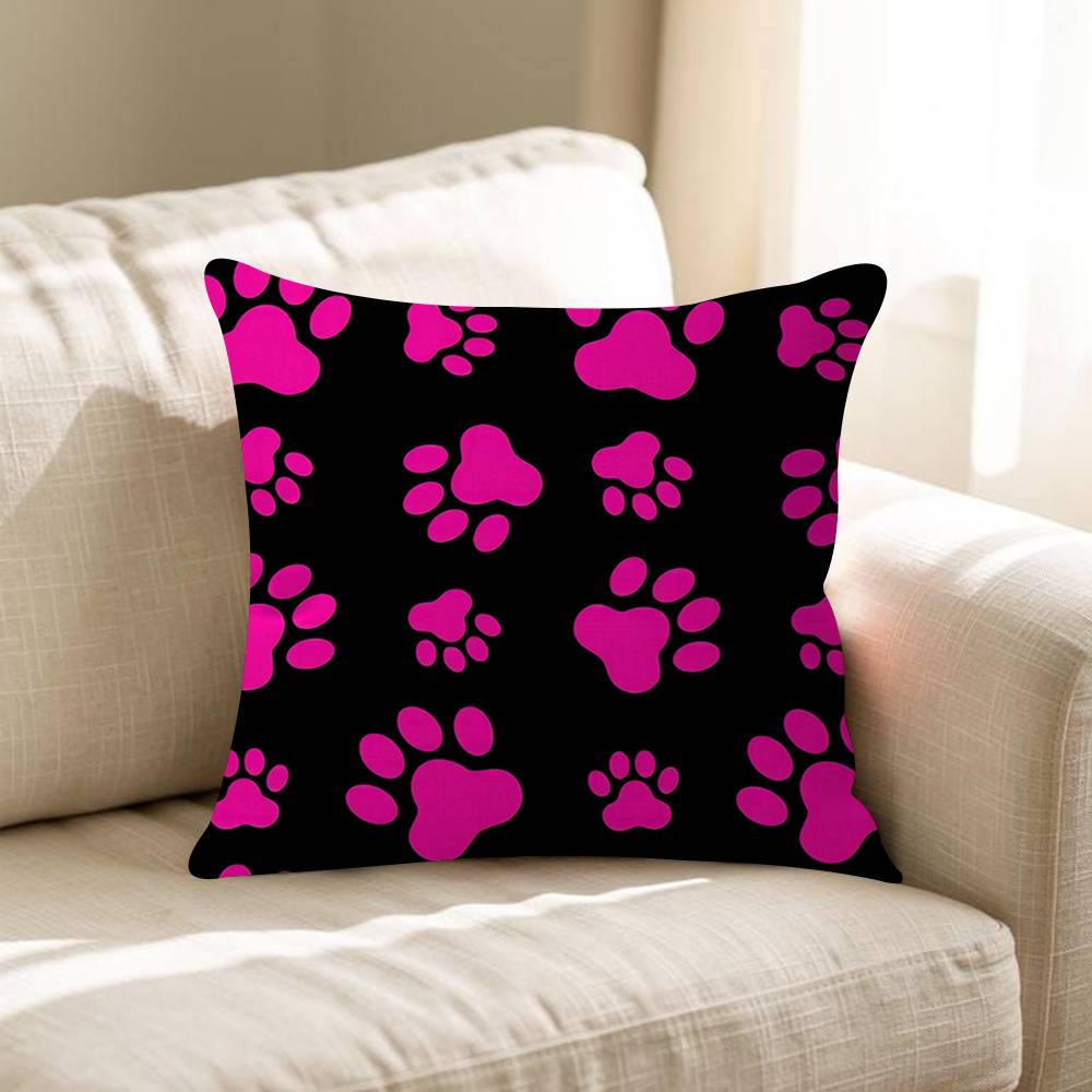 Fashion Black Cat Paw Prints Office Cushion Pillowcase Car Cushion Cover45X45CM Lumbar Pillowcase Sofa Pillowcover