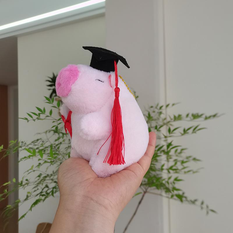 

Cute Cute Doctoral Graduation Kapibala Pendant Plush Toy Capybar Doll Schoolbag Hanging Decoration Keychain Kapibara, pink