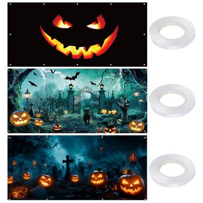 13x6ft Pumpkin Halloween Garage Door Decorations Large Hanging Backdrop Door Cover for Outdoor Parties & Photography Background