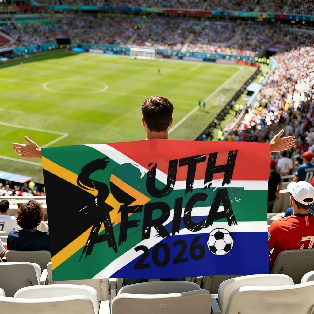 South Africa 2026 Soccer Fan Cape Lightweight Portable Supporter Flag Scarf Stadium Accessory for World Cup Events and Sports Gatherings