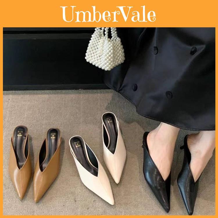 Pu Material Womens Elegant Pointed Toe Mid Heels For Office And Casual Outings