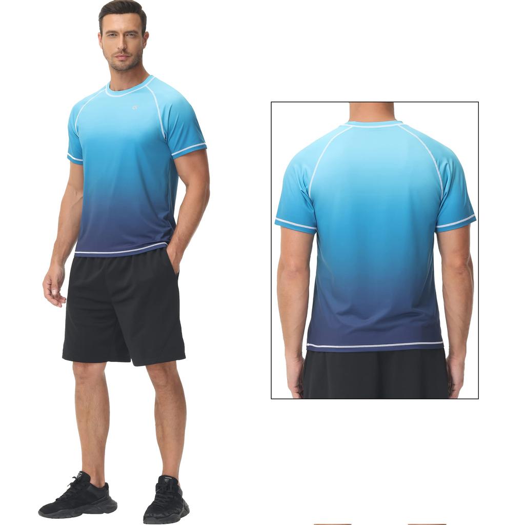 Rashguard für Kurz Kühl bis zum UV Schnell Sonnenschutz [Hyzhwl] Herren, Ärmel, Bademode, T-Shirt, UPF50+, Berührung, Schutz, Trocknend, Amphibisch,