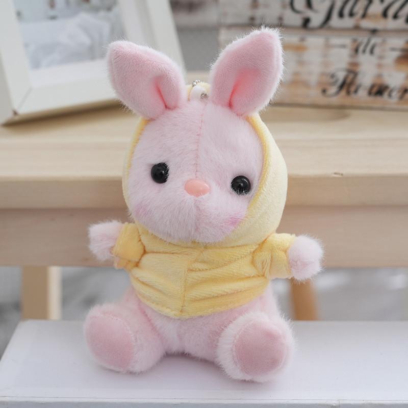 

Rabbit Plush Whimsical Keychain Adorable Stuffed Toy Doll With Colorful Clothing Options Yellow Dress