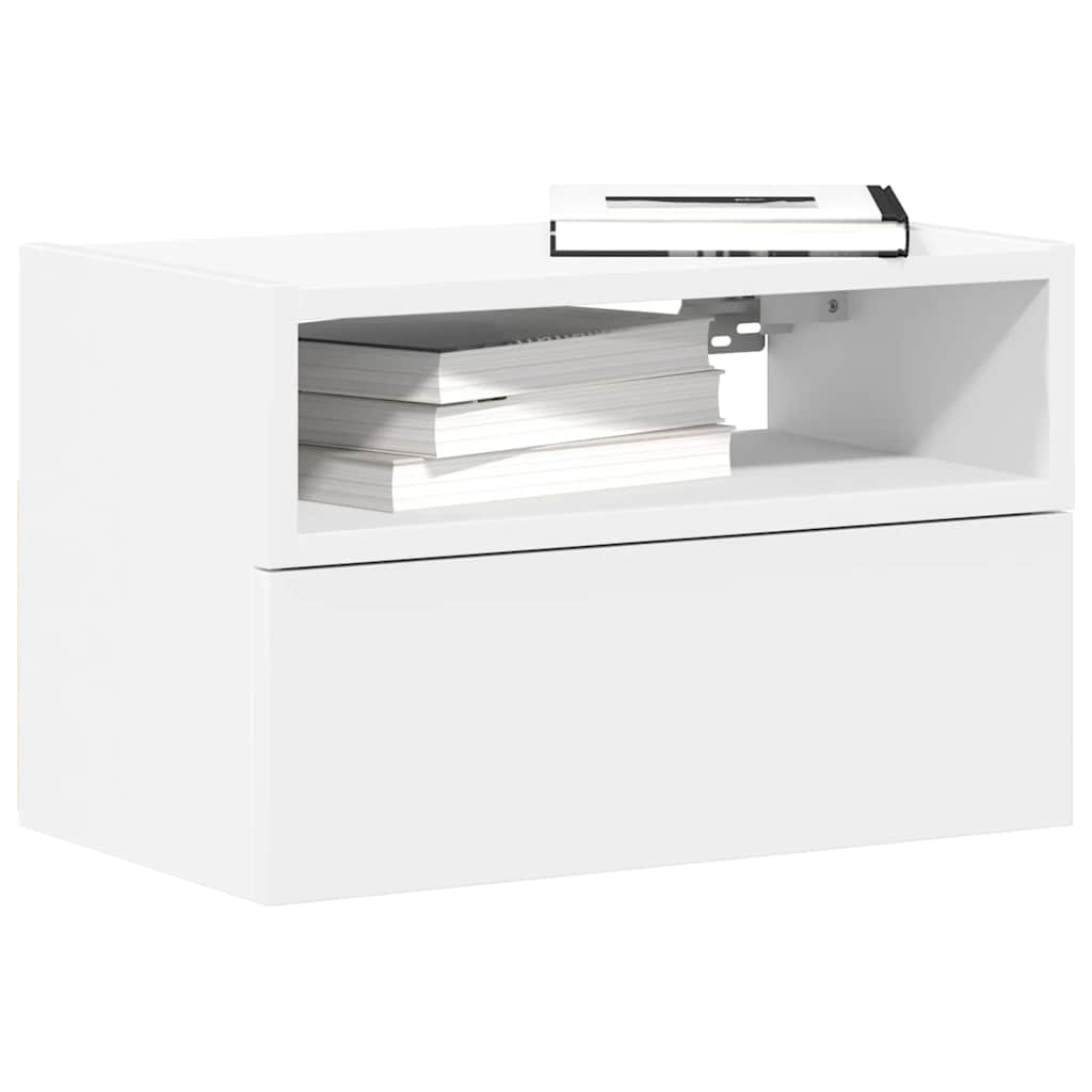 Nightstand, Wall-Mounted, 45X26X28.5 Cm, White