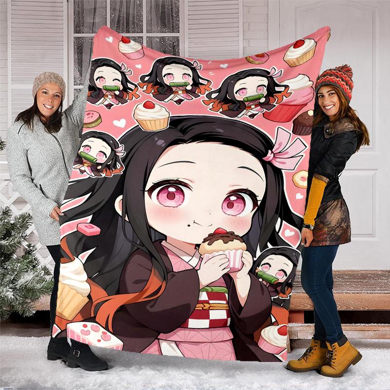 1pc nezouko8 Theme Blanket - Digital Print, Polyester, Cozy for All Seasons, Perfect for Outdoor, and Travel