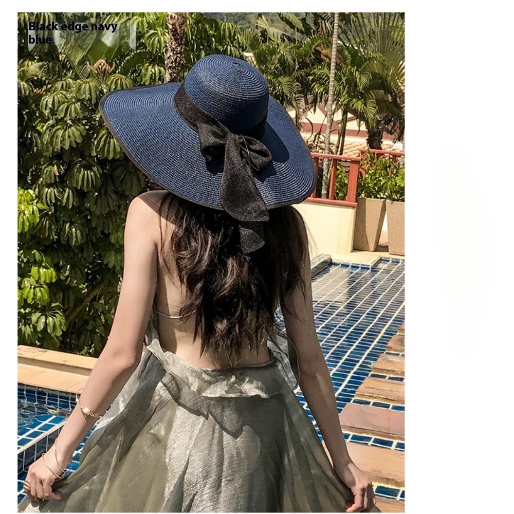 Wide Brim Straw Hat for Women - Summer Beach Sun Hat, UPF Sun Protection, Fashionable & Packable