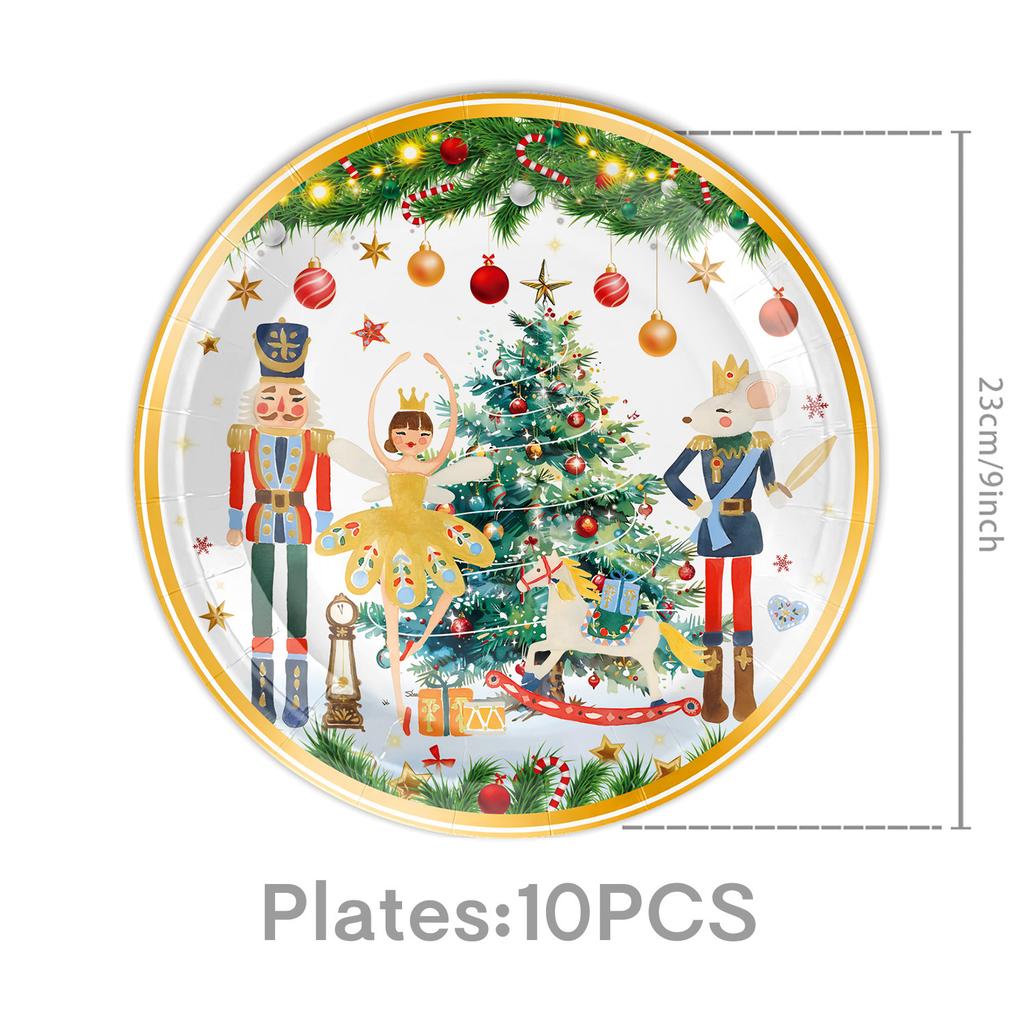 Christmas Themed Party Supplies White Nutcracker Tableware Party Atmosphere Arrangement Props Banner Tablecloth