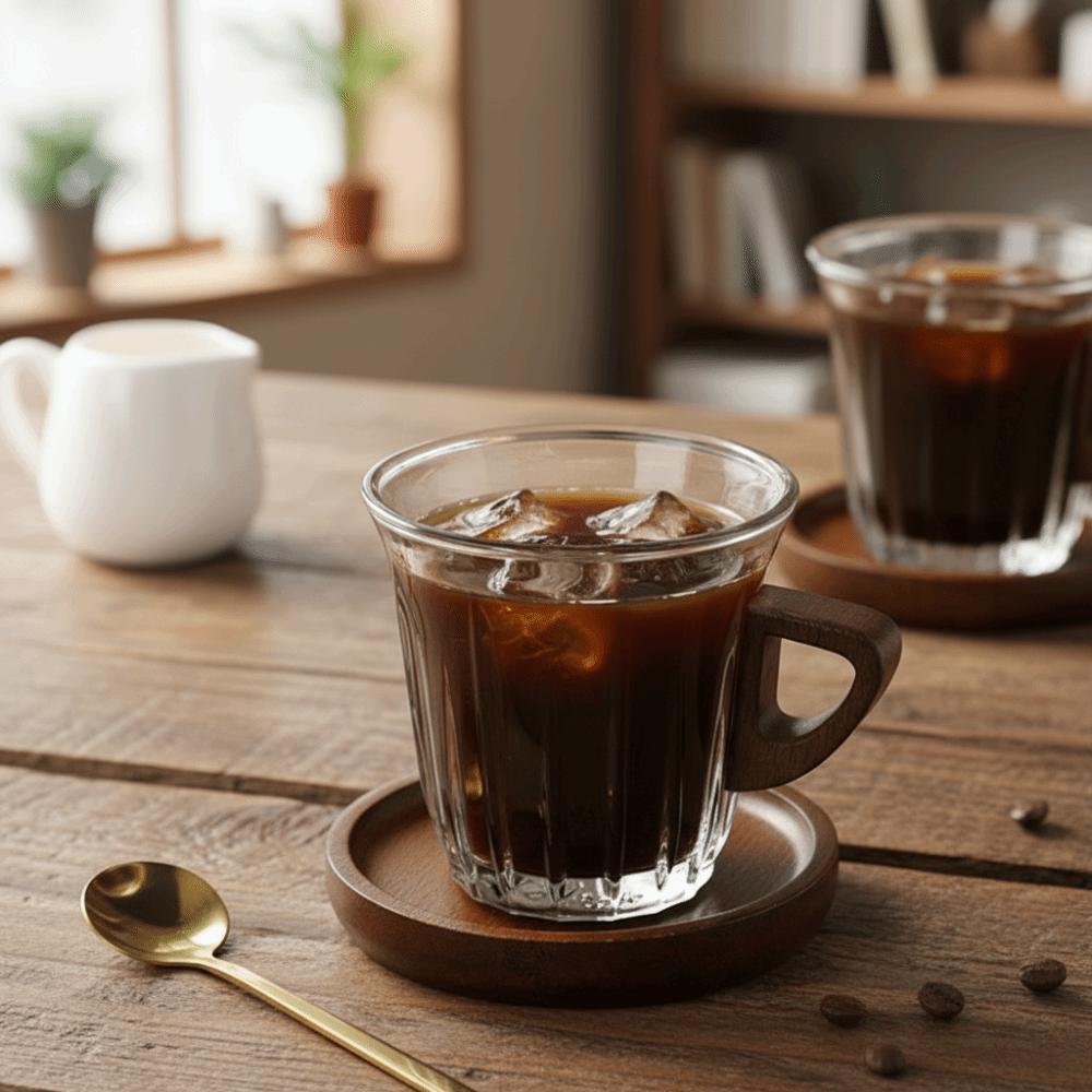 Wooden Plate Espresso Latte Cup Heat-resistant Glass Coffee Cup Milk Tea Cup  Tea Ceremony