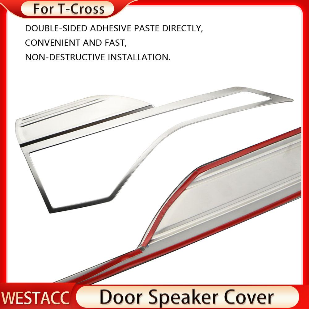 4 Stücke Autotür Lautsprecher Lautsprecher Rahmen Abdeckung Aufkleber für Volkswagen VW T-Cross Tcross 2018 2022 2023