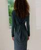 Probo Asymmetrical Back Twist Dress / Dark Gray