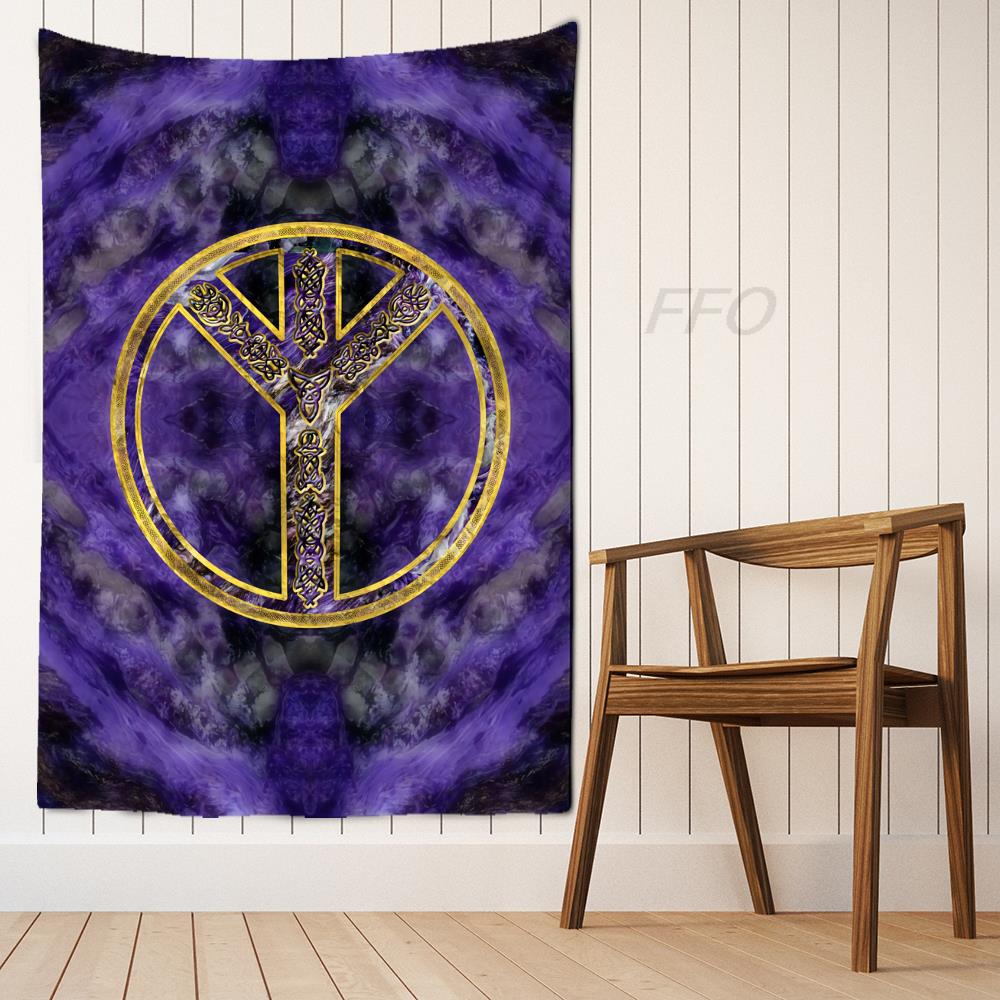 Viking Helmet Skull Tapestry Hammer Odin Mythology Print Wall Hanging Nordic Home Bedroom Living Room Decor