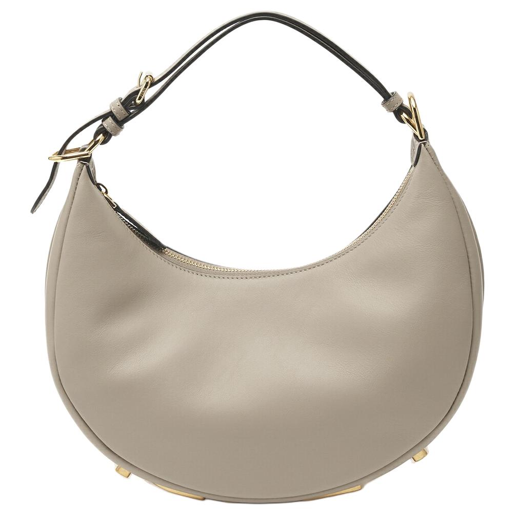 Fendi graphy Gouden Logo Ritssluiting Leer Maanvormige Tas Dames handtassen Duif-Grijs 8BR798A5DYF1JCT Basic Set (Bag+Dust Bag)