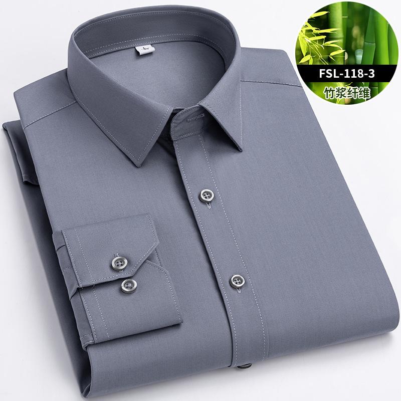 8XL Bamboo Fiber Blue Work White Shirt for Man Long Sleeve Office Business Anti-wrinkle Non-iron Men Shirts Long Sleeve Casual