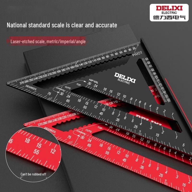 Delixi High-Precision Aluminum Alloy Triangle Ruler