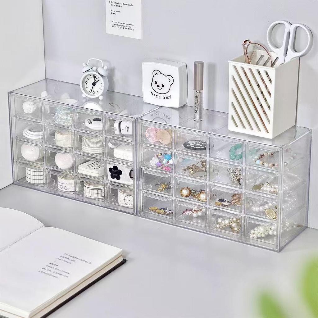 Transparent Multi-Grid Jewelry and Contact Lens Storage Box - Dustproof Display Organizer