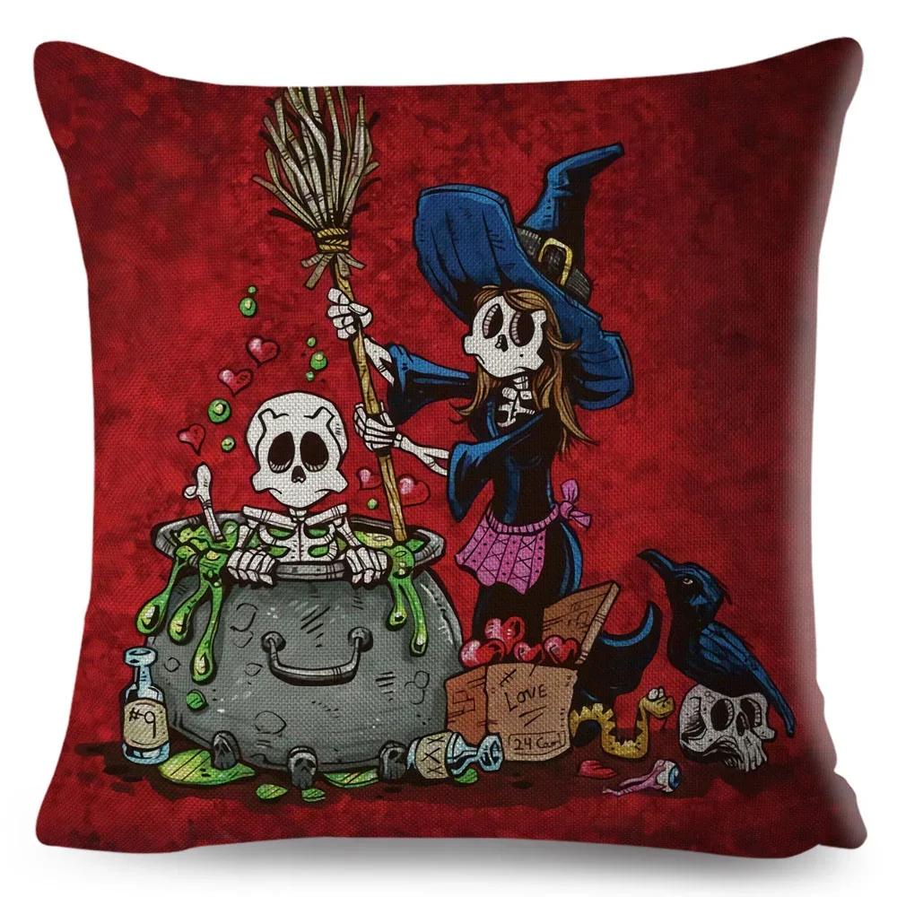 

Милая мультяшная музыкальная наволочка с черепом, декоративная наволочка для подушки в мексиканском стиле «День мёртвых» для автомобиля, дивана, дома 50x50cm